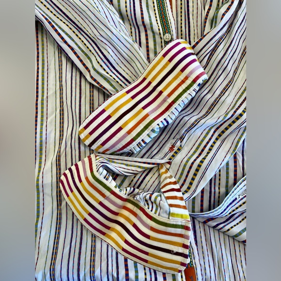 Robert Graham Striped  Mini‎ Cooper Sport Shirt Flip Cuff Striped Size M - Picture 5 of 10